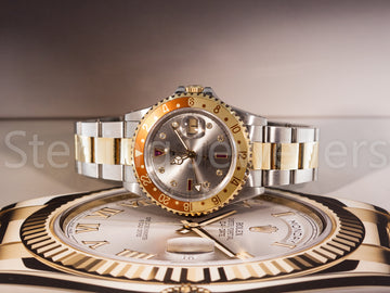 18ct gold & steel Rolex GMT Master serti