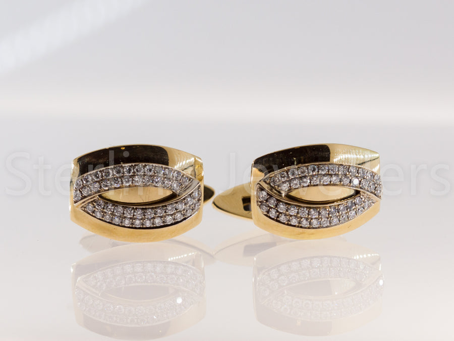 18ct yellow gold diamond set cuff links